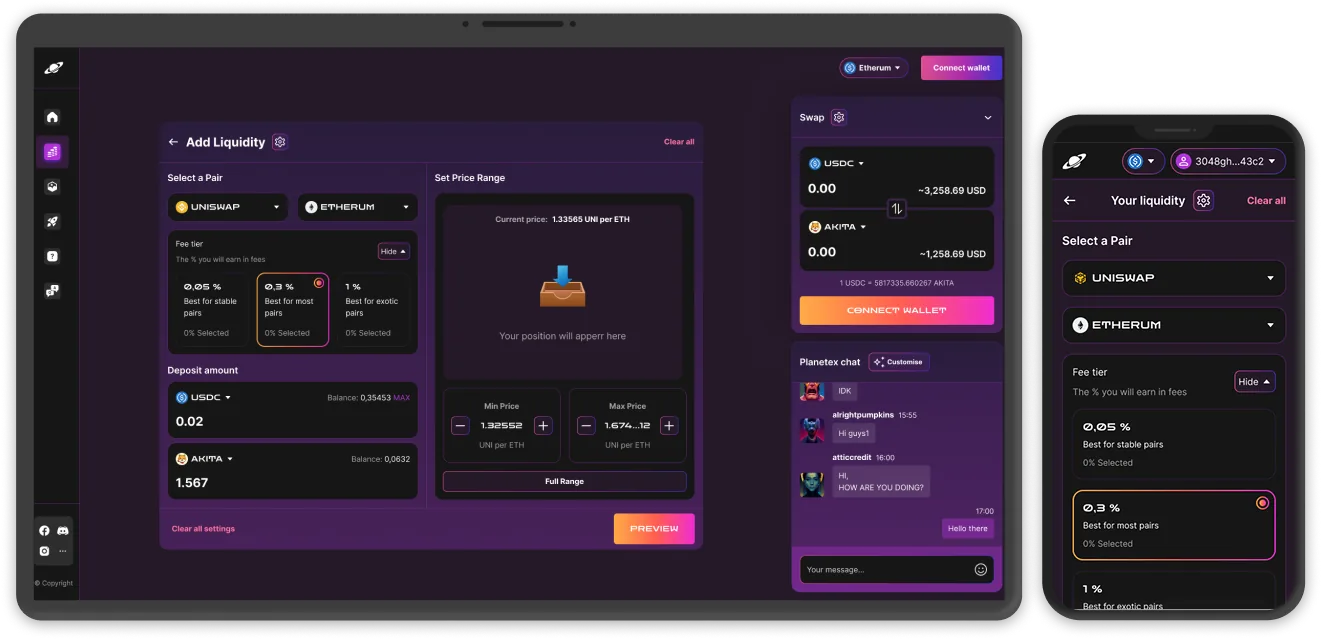 DexPlanet — launchpad IDO + vesting schedule
